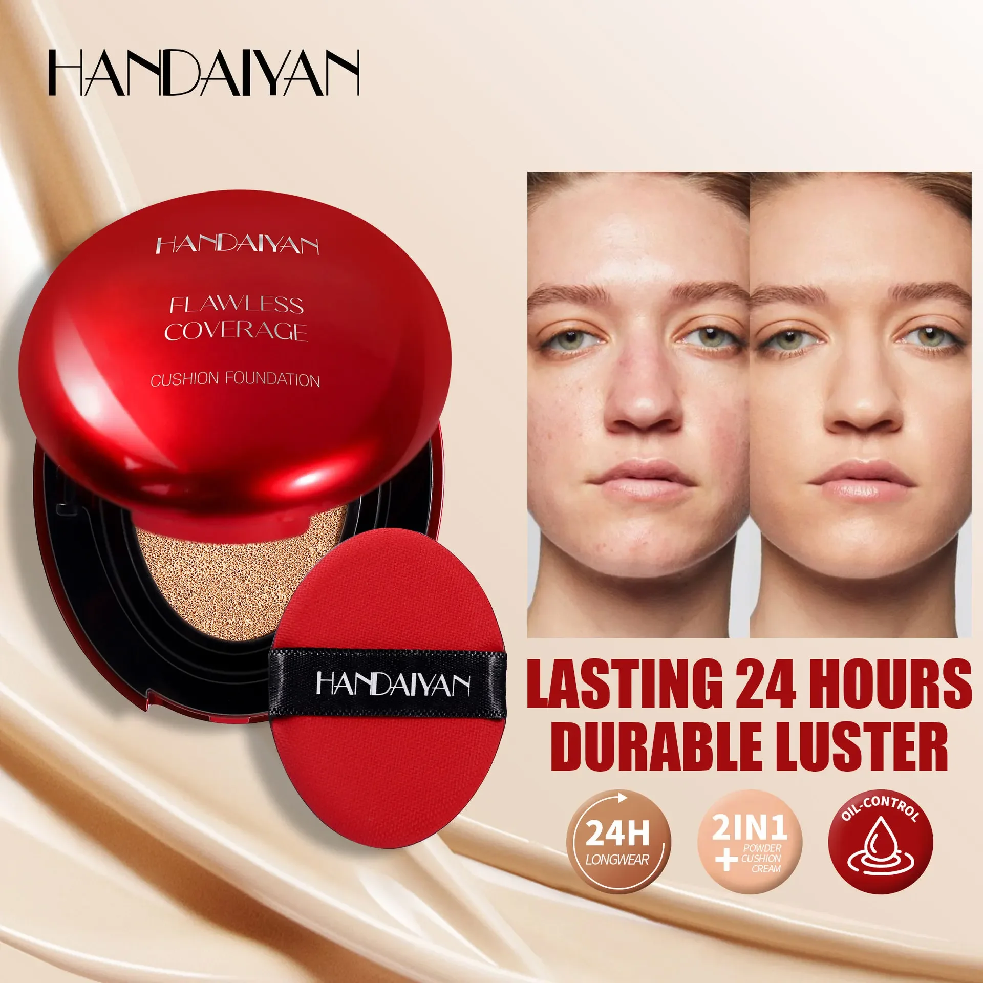 Bb Cushion Korean - 韓国エアクッションファンデーション - ライトナチュラル保湿コンシーラー美白オイルコントロール女性の持続性メイクアップベース