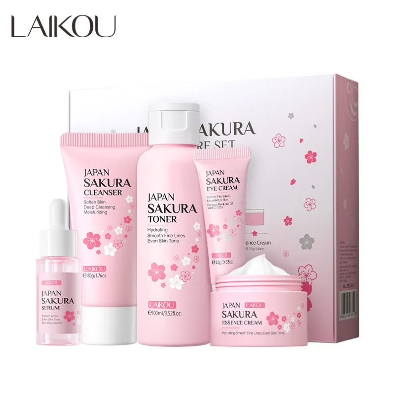 Korean Skincare Routine - LAIKOU サクラキット スキンケアセット 保湿・小じわ対策 洗顔 毛穴ケア製品
