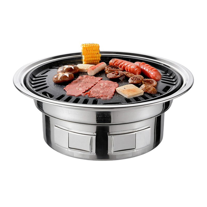 Korean Bbq Grill - 13インチ韓国式BBQグリル多機能炭火バーベキューラウンドキャンプストーブ卓上スモーカーグリルネット