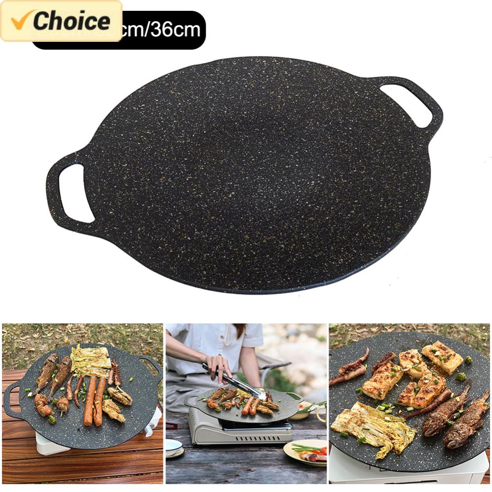Korean Bbq Grill - 韓国の焦げ付き防止屋外グリルパン、ローストフライパン、バーベキュープレート、電磁調理器、バーベキューベーキングトレイ、キャンプキッチン耐熱皿