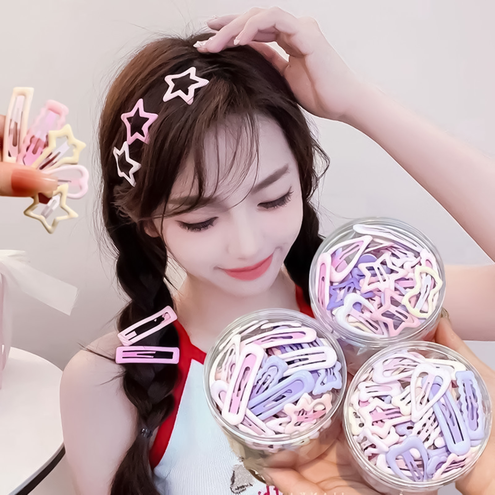 Lifestyle Of Korean - 3 個のスイートスタイルのヘッドウェアピン、すべてマッチし、安定したグリップ、日常の生活に適した滑らかなヘッドウェア、日常使用に最適です。