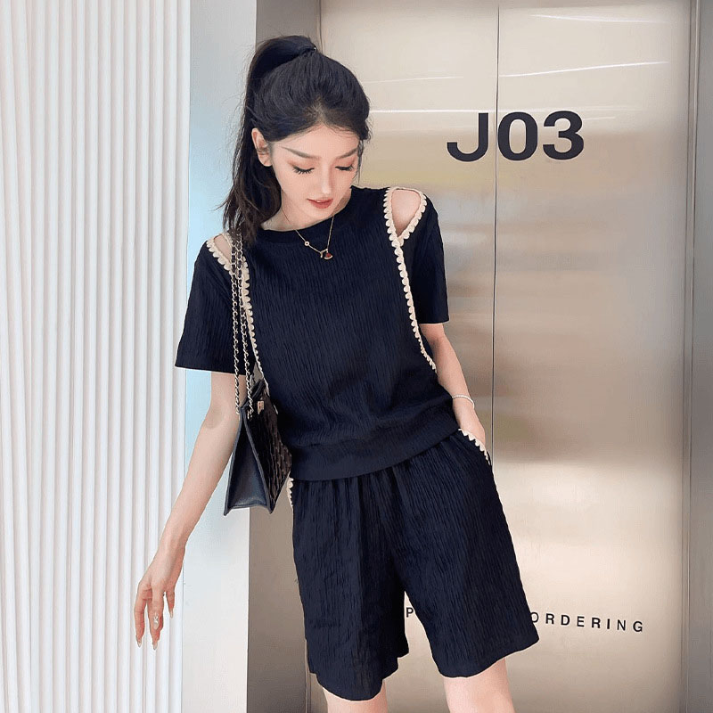 韓国ファッションオフショルダー Tシャツ 2 点セット女性オ - Korean Lifestyle のレビューと価格