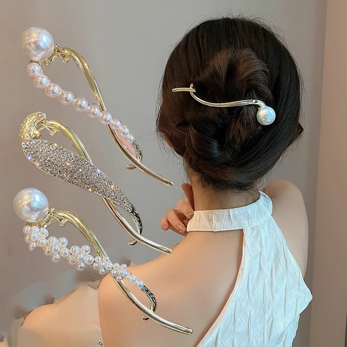 エレガントなグリッターパールヘアクリップ レディース トレン - Lifestyle Of Korean のレビューと価格