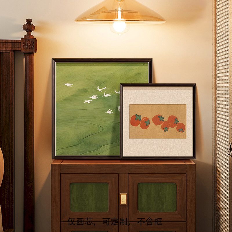 ヴィンテージ柿キャンバスポスター中国風幸運絵画レトログリーン - Korean Arts And Lifestyle のレビューと価格