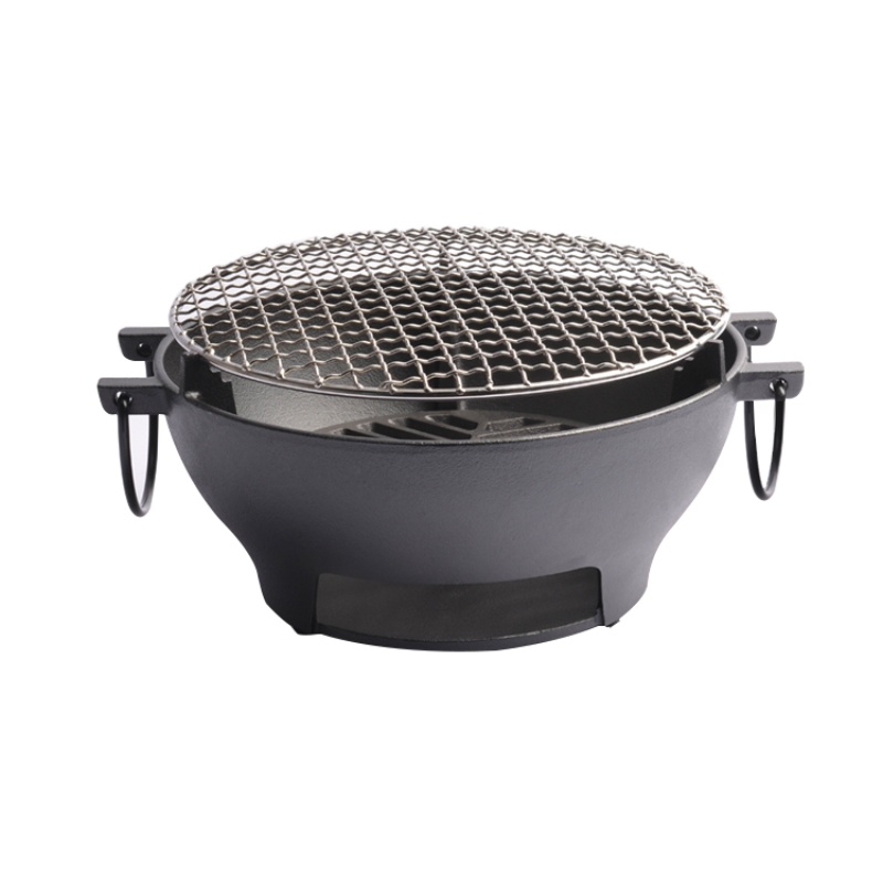 鋳鉄製丸型小型ポータブル韓国風炭火バーベキューグリル、屋外テ - Korean Bbq Grill のレビューと価格