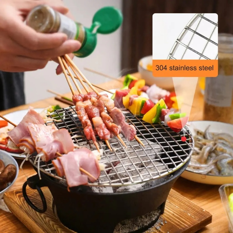 鋳鉄製丸型小型ポータブル韓国風炭火バーベキューグリル、屋外テ - Korean Bbq Grill のレビューと価格