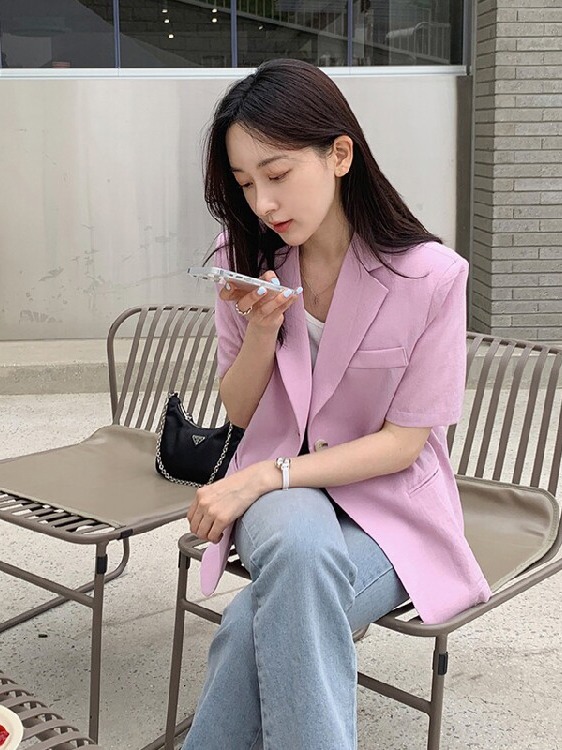 レディース半袖スーツジャケット韓国風春秋冬カジュアルウェア学 - Lifestyle Of Korean のレビューと価格
